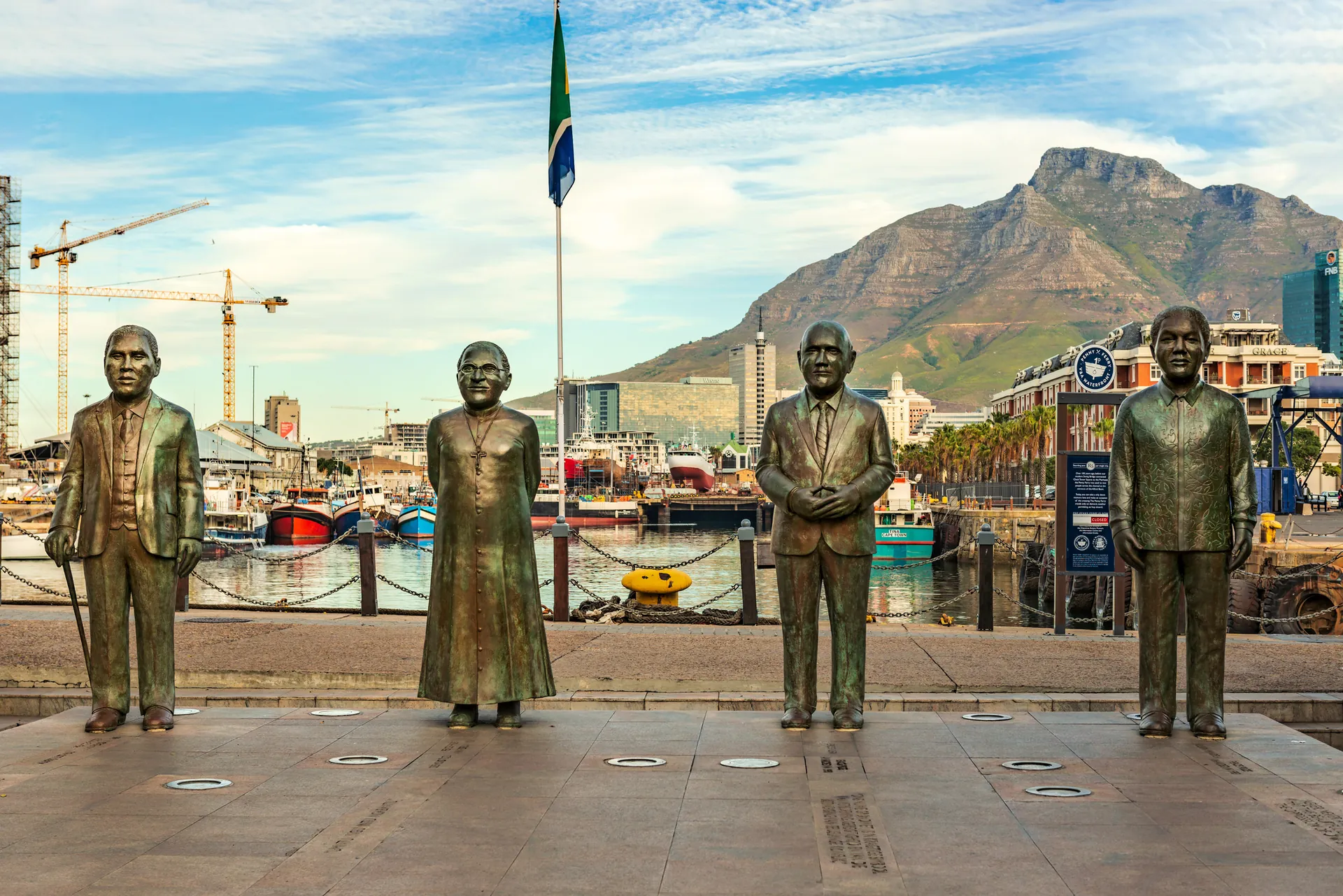 Nobel Square at the V&A Waterfront: statues of South Africa's four Nobel Peace Prize winners